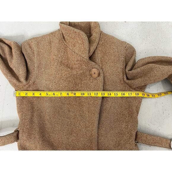 Vintage Wool Tweed Belted Brown Coat Chippewa Woolen Mills Women’s Size Medium - Picture 5 of 8